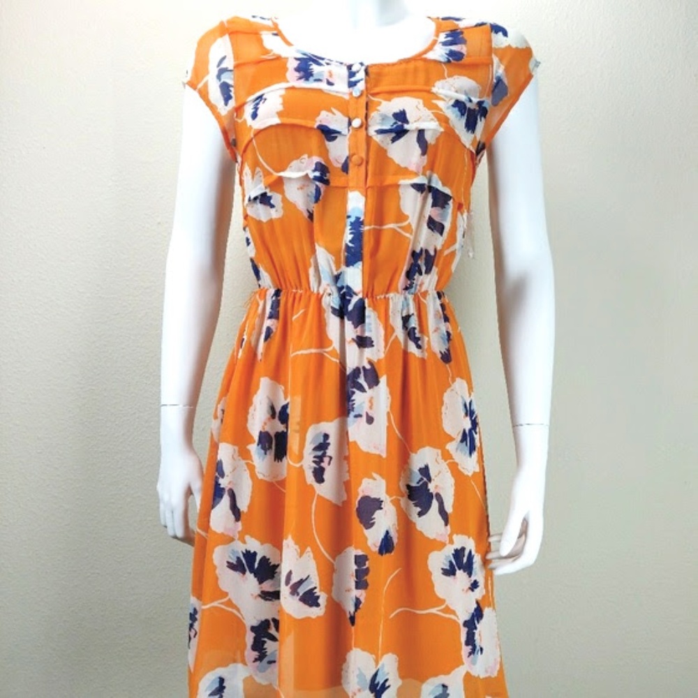 MODCLOTH Orange Poppy Floral Print A Line Dress